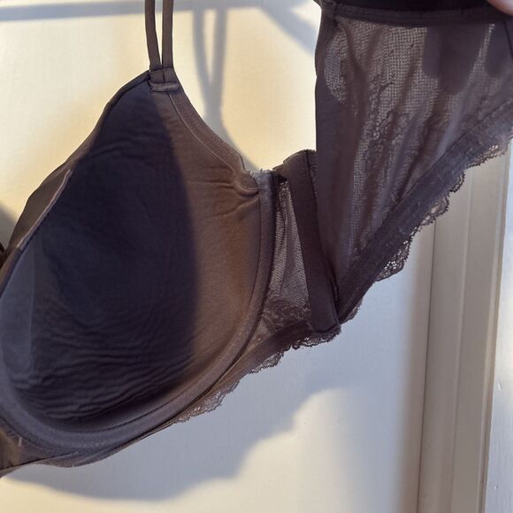 CACIQUE lightly lined T shirt bra sz 44G underwire lace sexy purple delicate - Picture 10 of 10